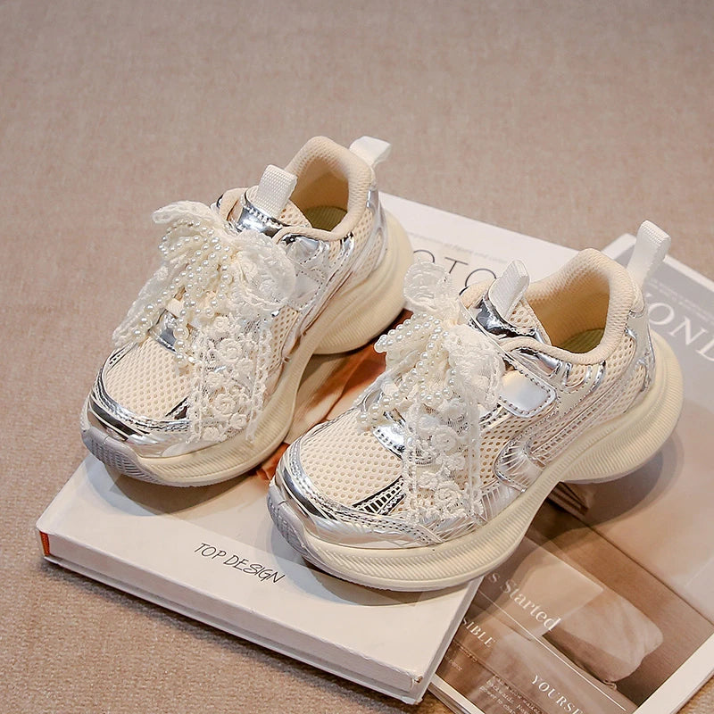 Girls Sports Shoes Spring Autumn Pink Breathable Girls Casual Shoes 3-18 Years Old Beige Soft Non-slip Children's Single Shoes kids_shoes