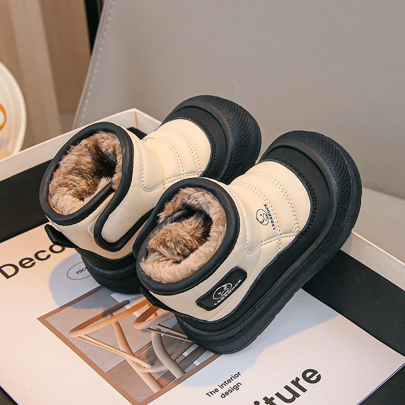 2025 New Winter Plush Snow Boots for Children Thick Warm Boy's Girl's Cotton Shoes Waterproof Kid's Winter Boots Velvet Shoe