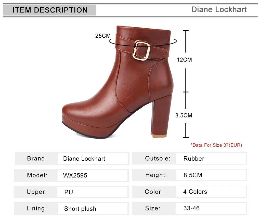 Beige Ankle Boots Women Platform Shoes Fashion Buckle High Heels Red Black Autumn Winter Women's Short Boot Size 40 41 Free Ship boots_platform