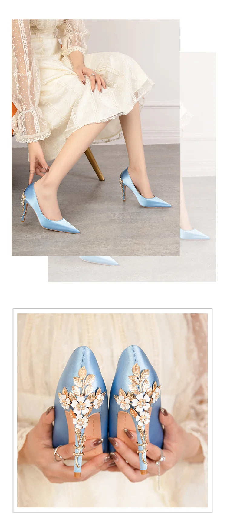 2025 New Metal Flower Women Pumps Designer Shoes High Heels Women Satin Stiletto Heels 10 Cm Sexy Wedding Shoes Plus Size 41 heels_stiletto