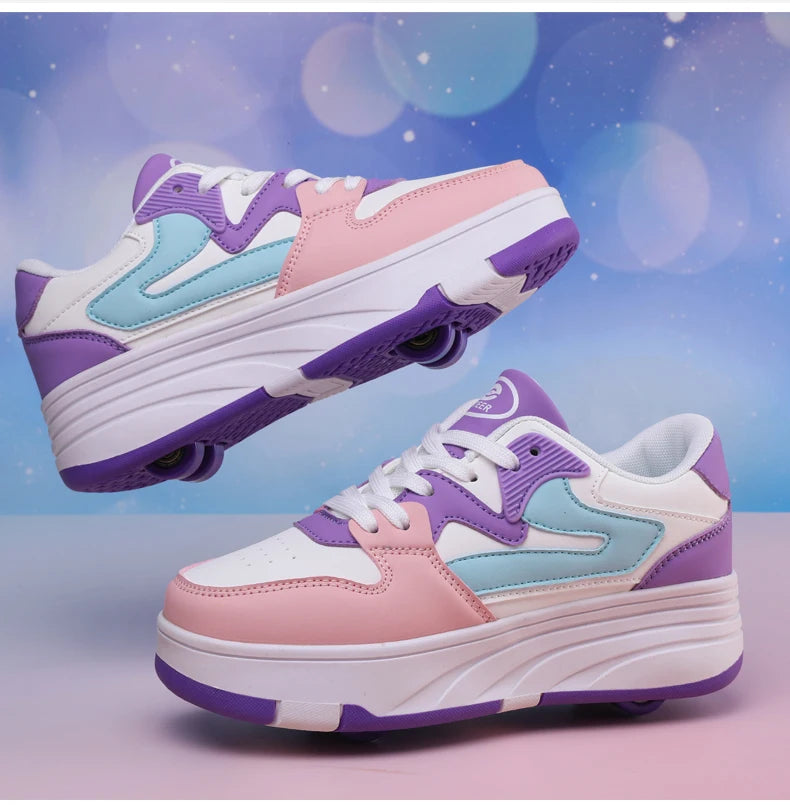 Children's Outdoor Sports Roller Skates Shoes Single Row Wheel kids Sliding Shoes four-Wheel for boys and grils kids_shoes