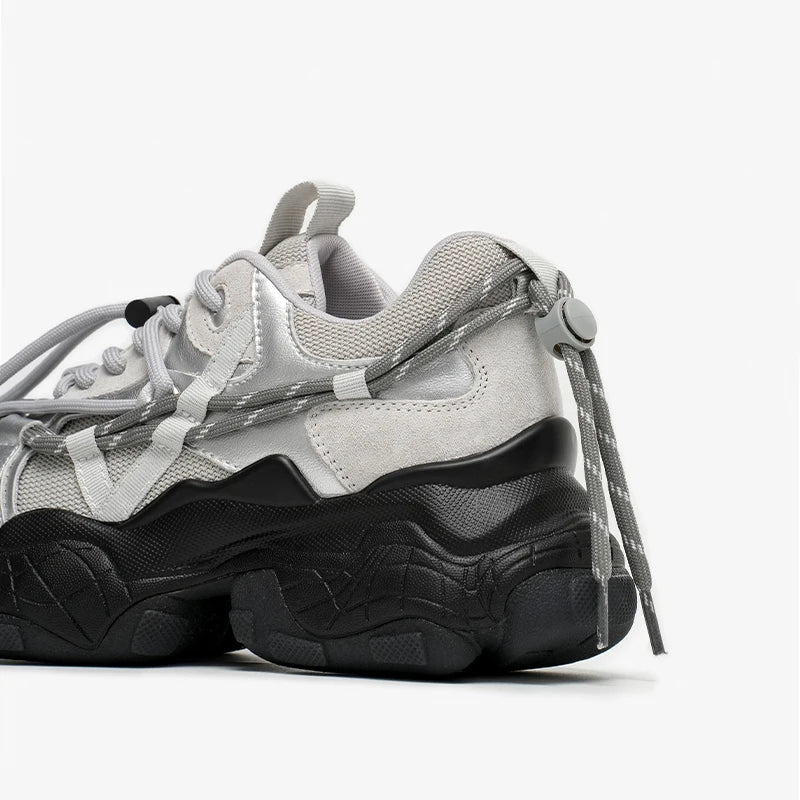 BEAUTODAY Chunky Sneakers Women Mesh Mixed Color Lace Up Trend Autumn Casual Sports Running Thick Heel Shoes Female 29A08 sneakers_platform