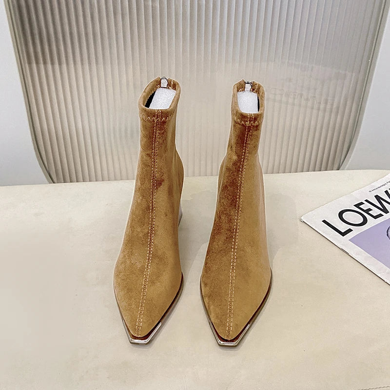 Winter Women Thick Heel Ankle Boots Fashion Pointed Toe Mordern Short Booties Street Style Party Stripper Female Shoes boots_highheel