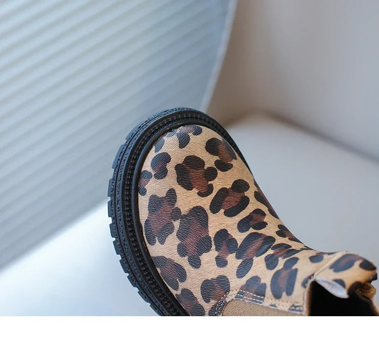 Kids Boots Leopard Prints Classic Little Boys Ankle Boots Side Zipper Fashion Classic Unisex Girls Rubber Boots Breathable Warm kids_shoes