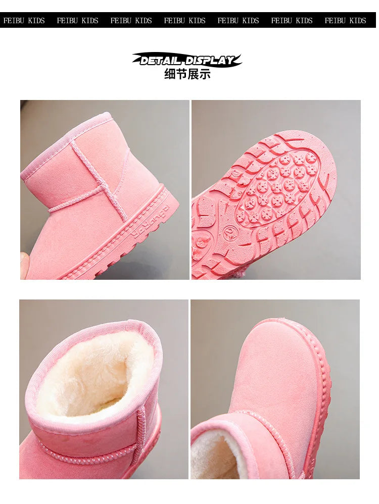Children Snow Boots Winter Cute Warm Fashion Anti Slip Shoes Kids Boys Girls Leisure Thick Fur Platform Flat Short Boot Sneakers kids_shoes