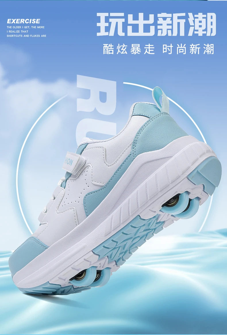 Kids Roller Skate Shoes Fashion Casual Sports Children 4-Wheels Sneakers for Boys and Girls Gift Nice Footwear kids_shoes