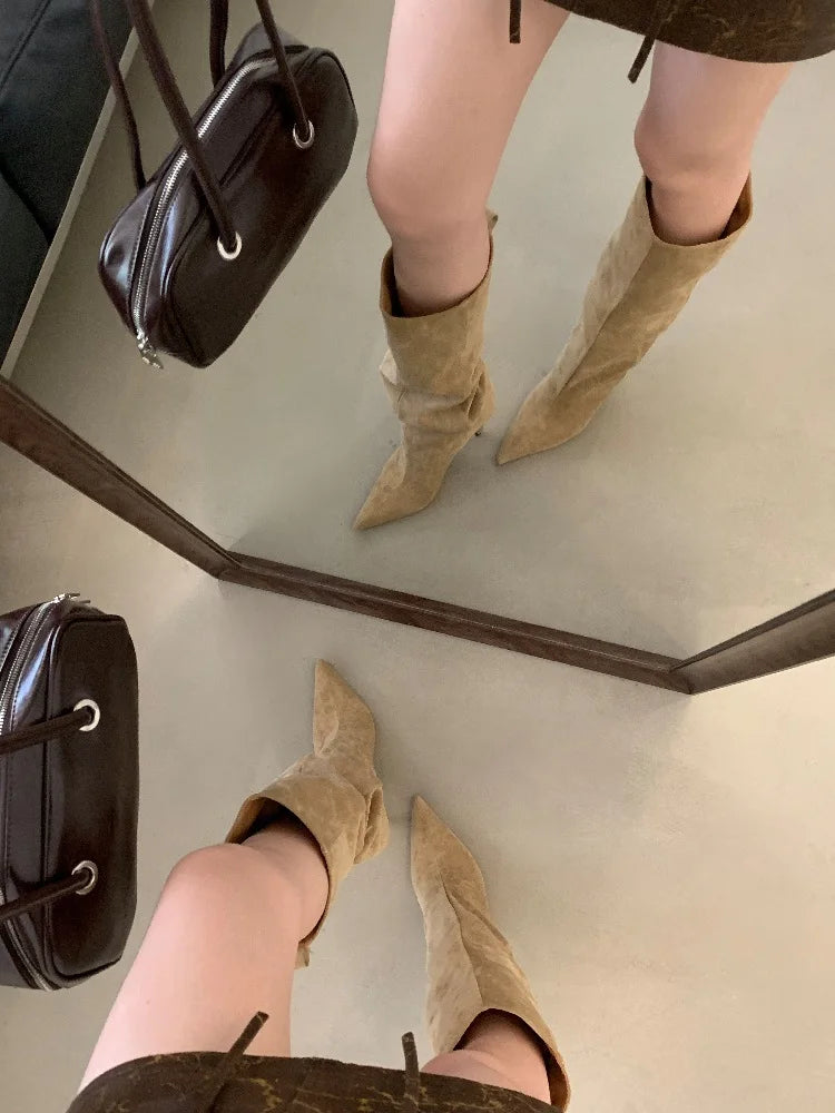 Eilyken Street Style Winter Pointed Toe Women Knee-High Boots Sexy Thin Thin Heels Female Shoes Punk Vintage Long Booties boots_highheel