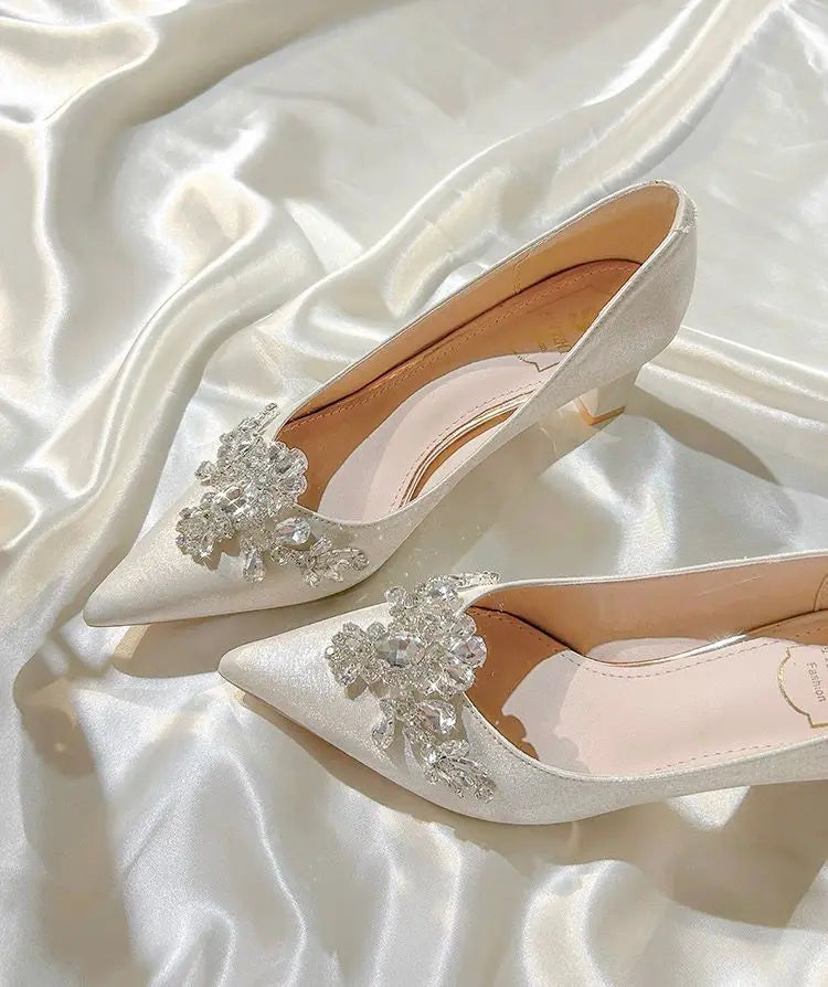 Gold  Heels Fine Heeled Shoes Sexy Pump 2024 All-Match Slip On Sandals Ladies Pointed Wedge Lace-Up Stiletto Crossdressers Cryst heels_stiletto