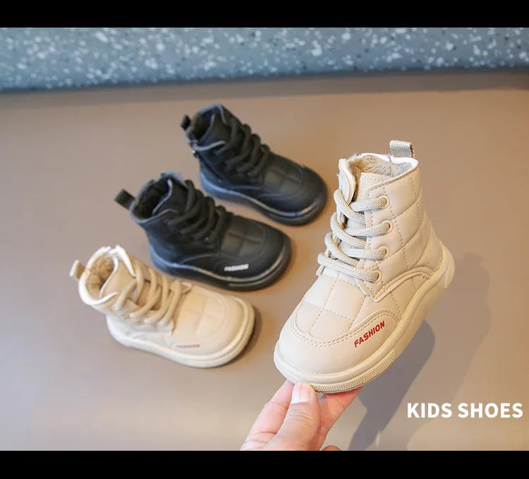 Winter Elegant Children Snow Boots Boys Girls Soft Warm Short Boot with Thick Fur Little Kids Cotton Shoes Cute Baby Boot H08104 kids_shoes