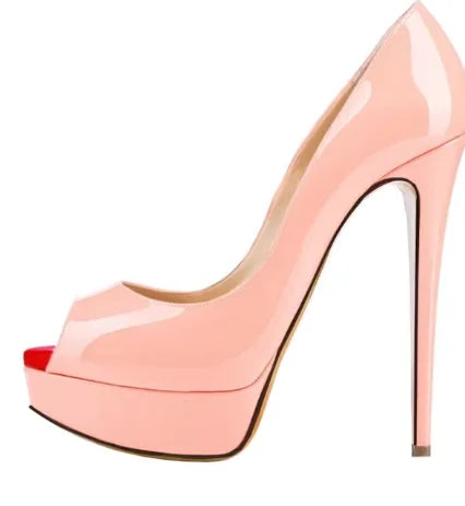 Women's Sexy Peep Toe Platform Stiletto Slip on Super High Heel Pumps Party Dress Wedding Shoes 14cm Big Size