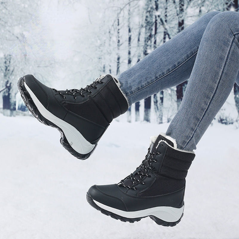 Snow Boots Women Platform Boots Non-slip Women Winter Shoes Fur Warm Ankle Boots for Women Wedges Waterproof Thigh High sneakers_platform