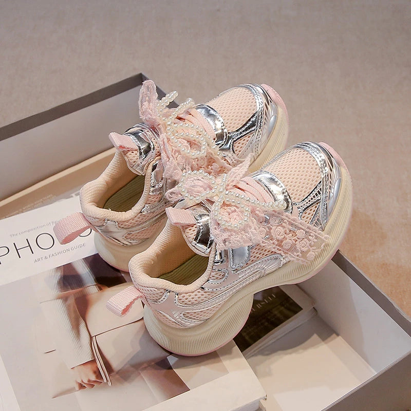 Girls Sports Shoes Spring Autumn Pink Breathable Girls Casual Shoes 3-18 Years Old Beige Soft Non-slip Children's Single Shoes kids_shoes