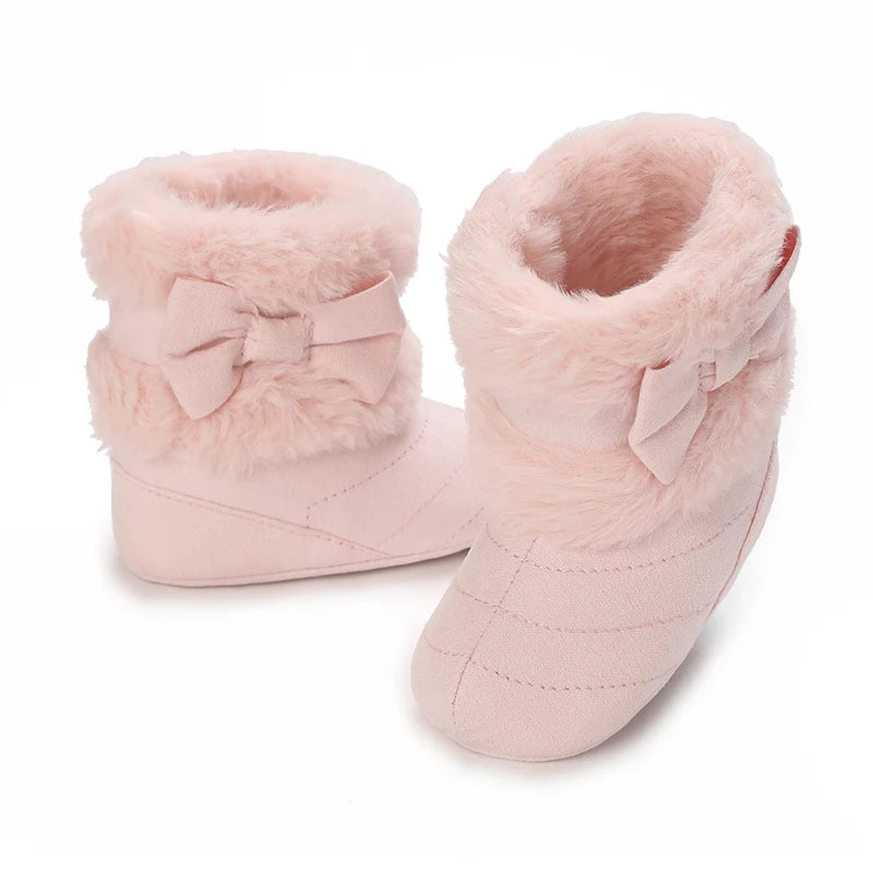 0-18M baby shoes Girls winter plush comfort snow boots cute bow cotton shoes baby soft soled non-slip toddler shoes kids_shoes