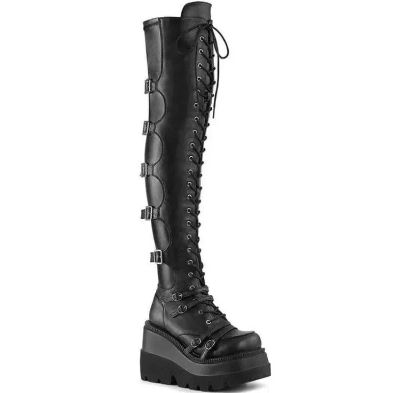 Wedges Long Boots for Women Autumn Winter Over-the-knee Boots Cosplay High Platform Women Boots New High Heel Gothic Botas Altas boots_platform