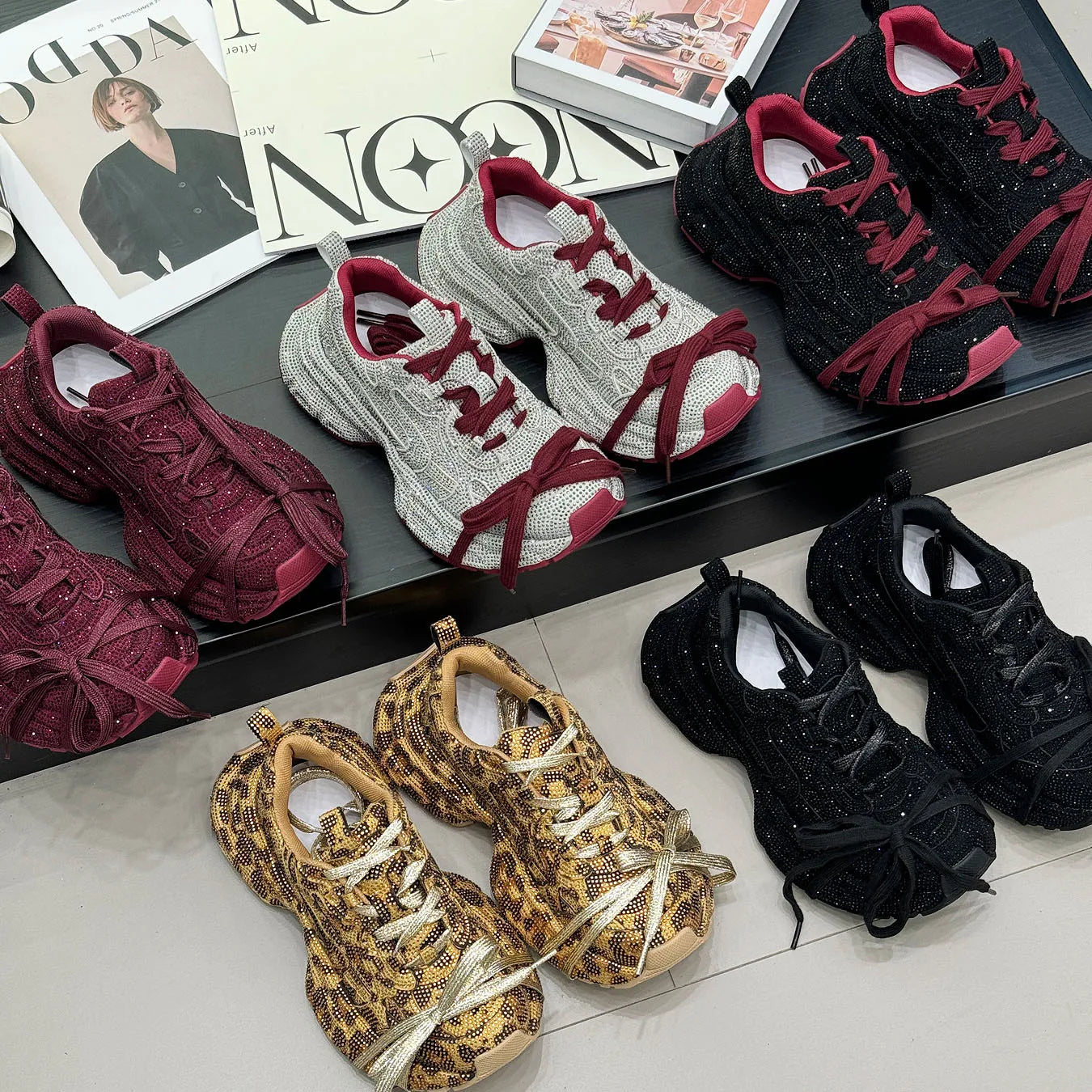 Gypsy Rhinestone Thick-soled Fried Street Women's Autumn 2024 New Ins Trendy Fashion Casual Dad Shoes sneakers_platform