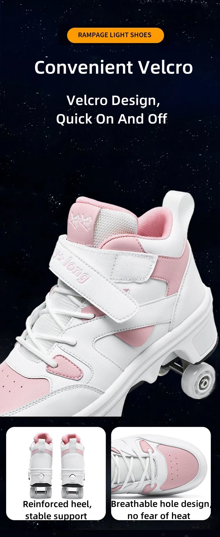 Girls Pink Roller Skate Shoes Sneakers With Wheels Children Rollerskates Fashion Outdoor Sports Shoes Girls Gifts kids_shoes