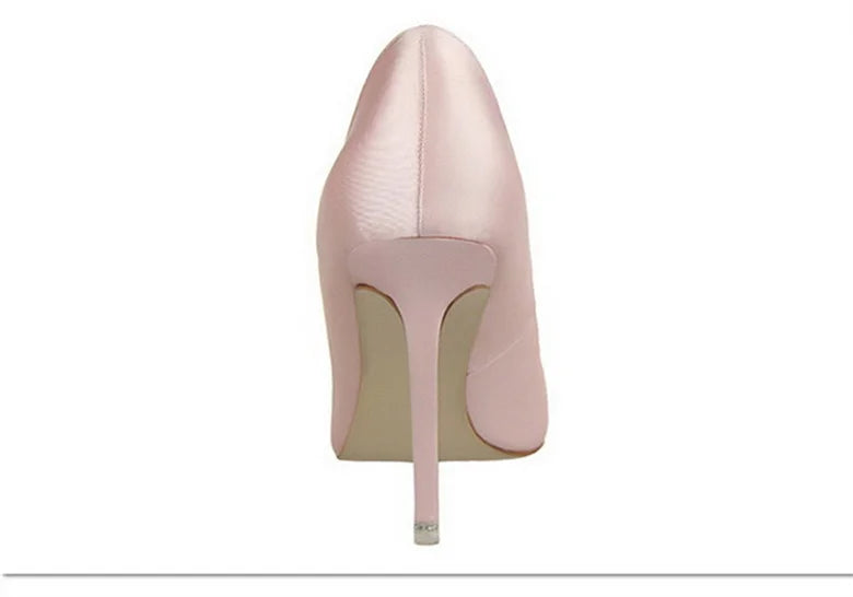 CINESSD Silver Gray Black Women Bridal Wedding Shoes Faux Silk Satin Rhinestone Crystal Shallow Woman Pumps Stiletto High Heel heels_stiletto