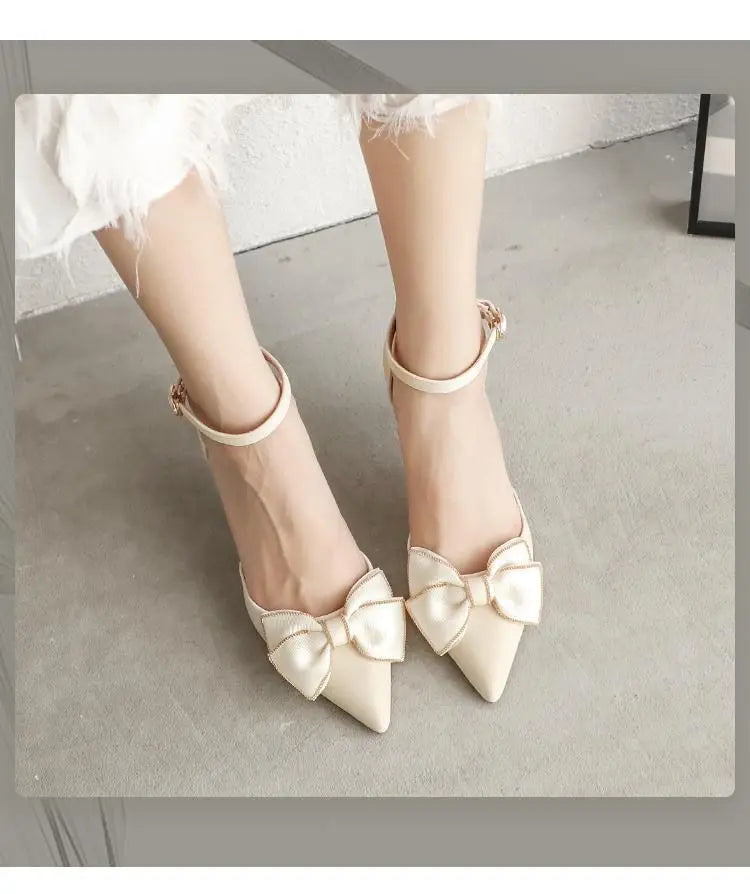 Medium Heel Heels Women's Shoes Trend Pointed Toe Butterfly Stilettos Elegant Dress Weddings Bridal Party White Designer heels_stiletto