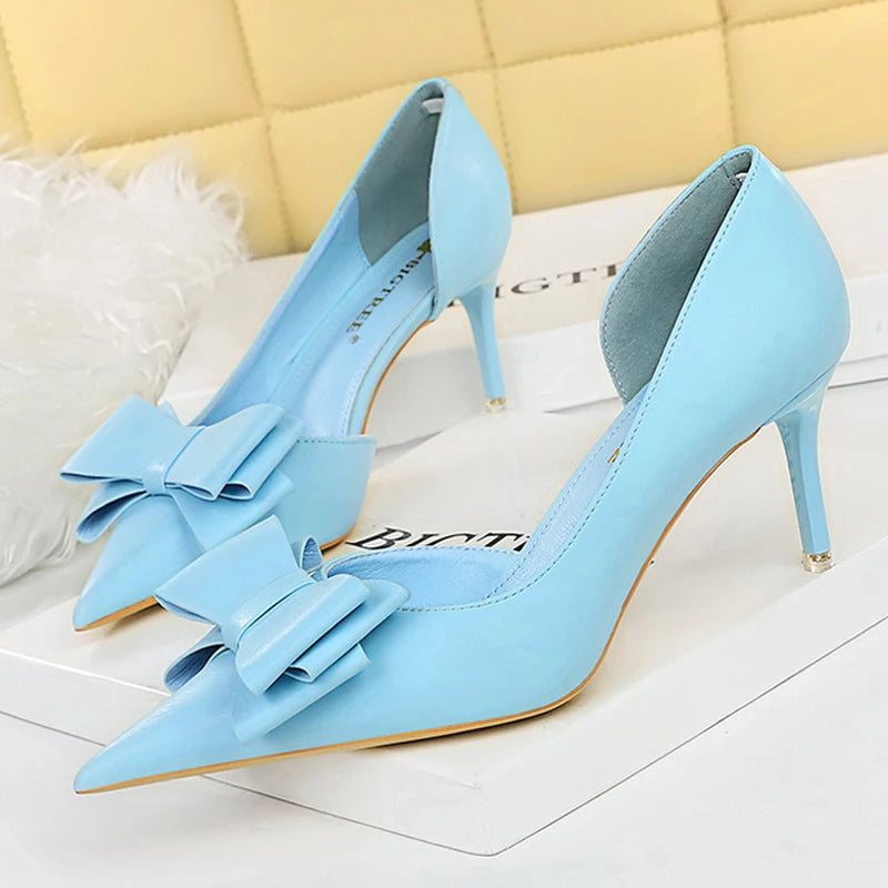 BIGTREE Shoes Bow-knot Woman Pumps Stiletto 10.5 Cm Women Basic Pump Pointed Toe Classic Pumps Sexy High Heels Women Shoes 2025 heels_stiletto