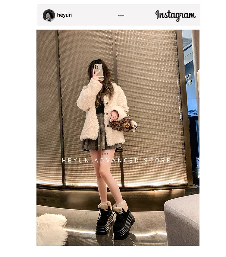 New Women Winter Warm Snow Boots 10CM High Platform Short Booties Designer Suede Leather Cotton Shoes Woman Ankle Botas Mujer boots_platform