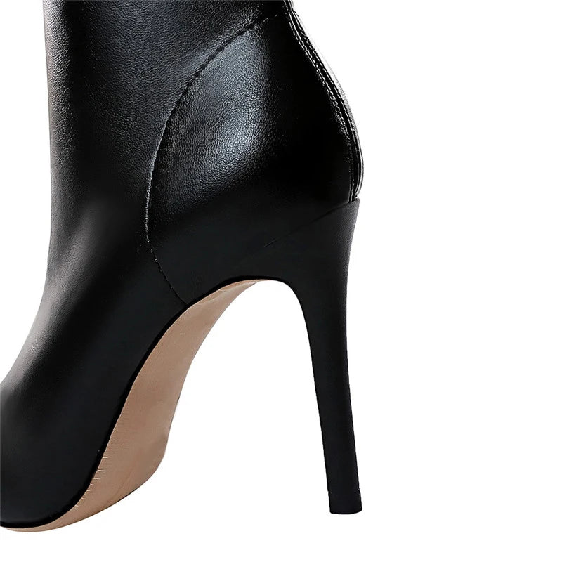 Eilyken Fashion Winter High Quality Soft PU Leather Socks Women Ankle Boots Street Style Pointed Toe Thin Heels Ladies Botines boots_highheel