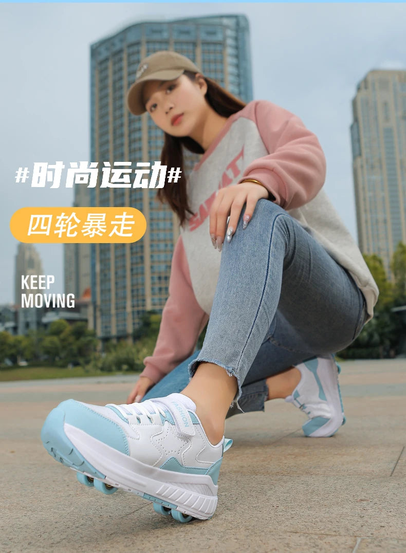 Kids Roller Skate Shoes Fashion Casual Sports Children 4-Wheels Sneakers for Boys and Girls Gift Nice Footwear kids_shoes