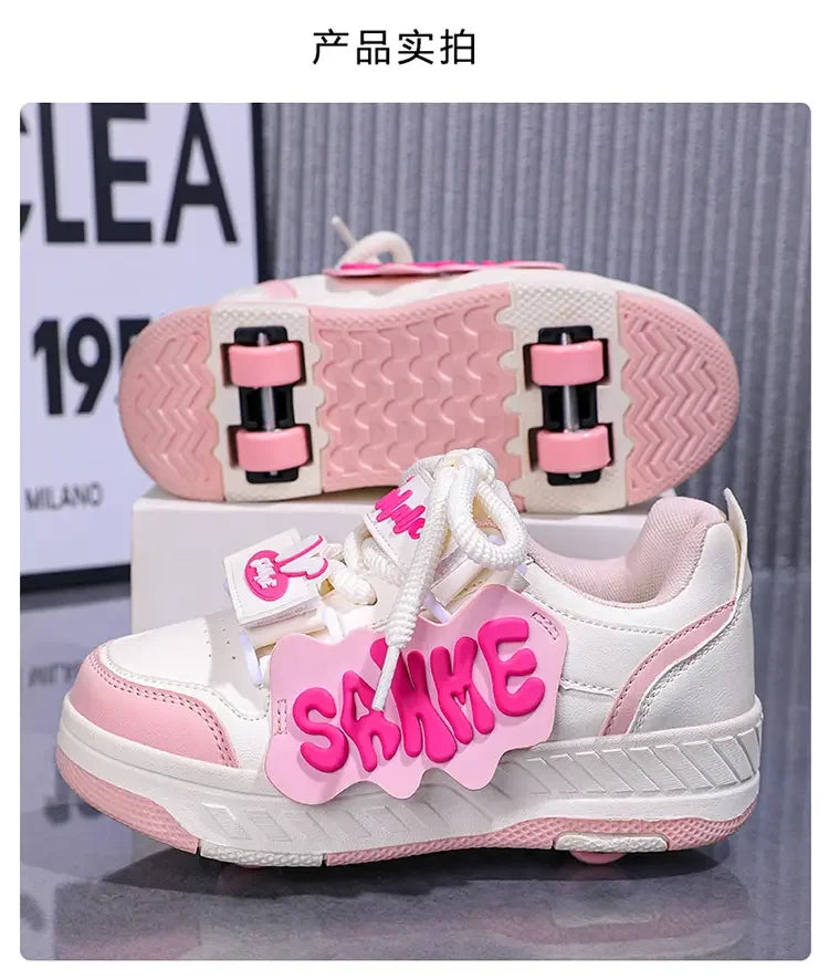 Fashion Roller Skate Shoes Kids Children Casual Sports Toy Gift Games Boys 4 Wheels Sneakers Girls Boots Ultra Light Rollerskate kids_shoes