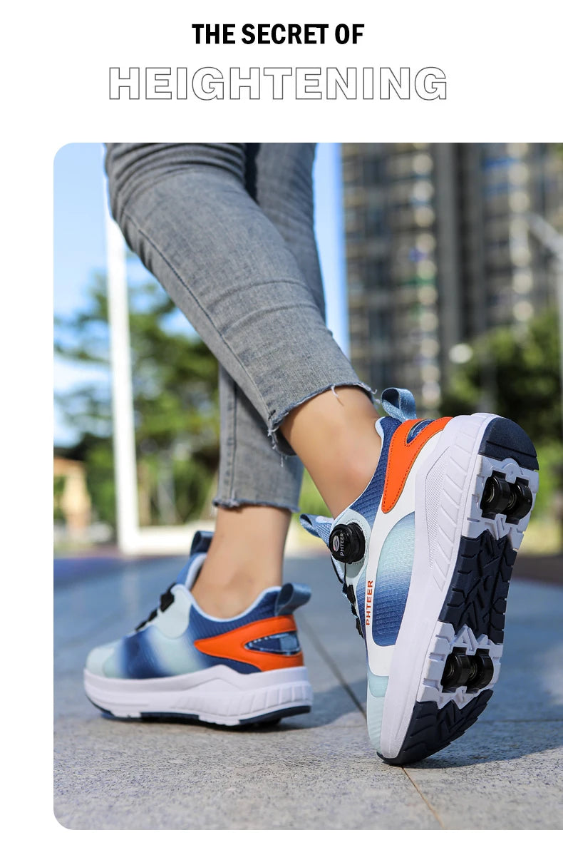 Fashion 4-wheel roller skates sneakers for students children outdoor wheel shoes Multifunctional sports shoes kids_shoes