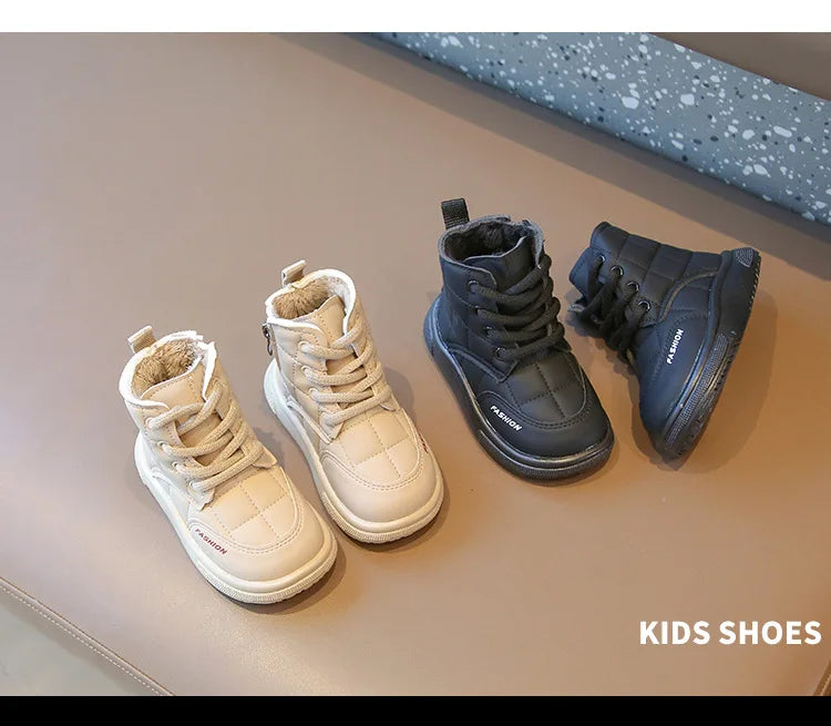 Winter Elegant Children Snow Boots Boys Girls Soft Warm Short Boot with Thick Fur Little Kids Cotton Shoes Cute Baby Boot H08104 kids_shoes