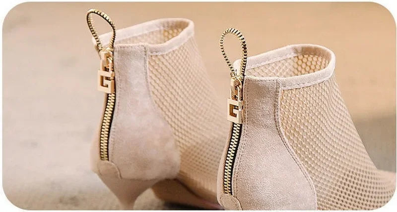 2024 Hot Seller New Women Mesh Sandals Boots,Sexy Summer High Heels,Holllow Out Shoes,Back Zip,Pointed Toe boots_highheel