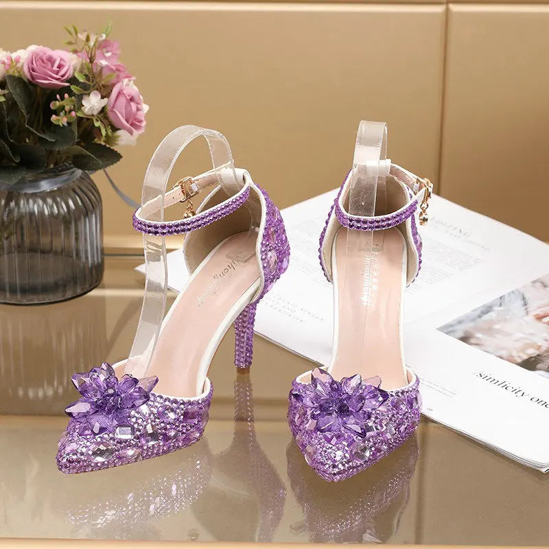 2025 Spring New Crystal Flash Diamond 7 Colors Wedding Bridesmaid Shoes Banquet Stiletto Women's Shoes heels_bridal