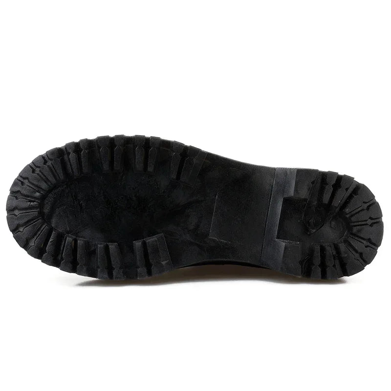 Women Boots Genuine Leather Platform Boots Motorcycle Shoes Front Zipper Optical Soles Fashion Sexy Punk Men Winter Boots 35-44 boots_platform