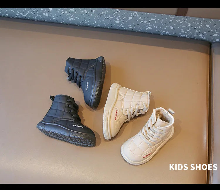 Winter Elegant Children Snow Boots Boys Girls Soft Warm Short Boot with Thick Fur Little Kids Cotton Shoes Cute Baby Boot H08104 kids_shoes