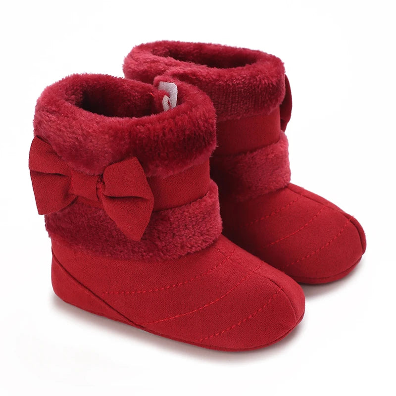0-18M baby shoes Girls winter plush comfort snow boots cute bow cotton shoes baby soft soled non-slip toddler shoes kids_shoes