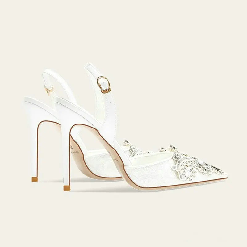 2025 New Baotou Fairy Wind Sandals Female Diamond-Pointed High Heels With Wedding Shoes Sexy Bridesmaid Shoes heels_bridal