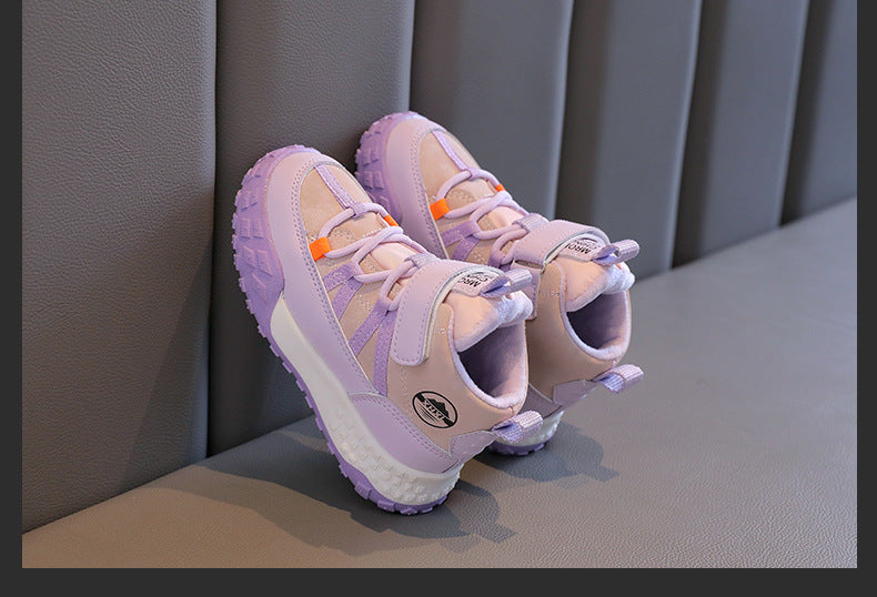 Children's Sneakers Autumn Winter Boys Sport Shoes Girls Plush Cashmere Warm Lined Casual Shoes Studnet Shoes Teen Running Flats