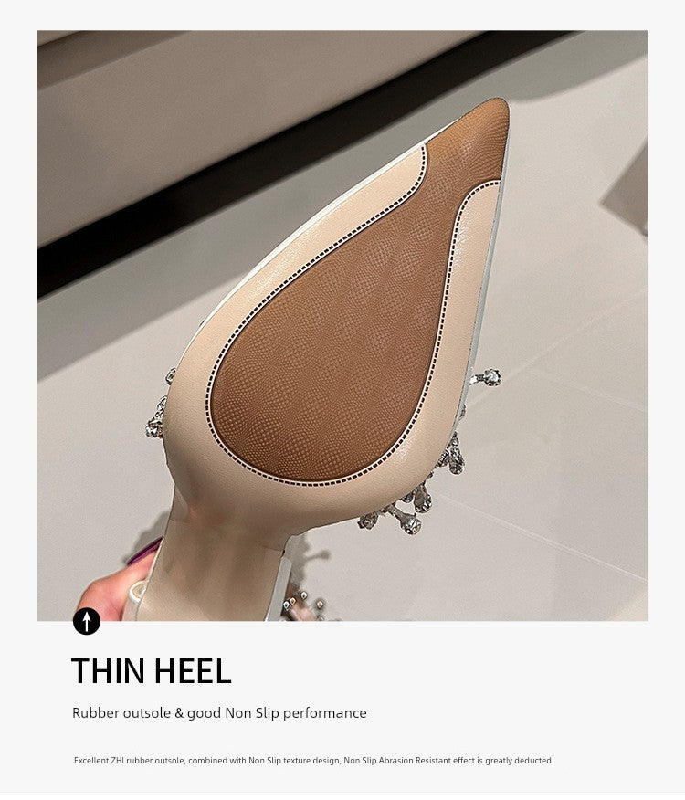 White Main Wedding Shoes Satin Flats Buckle High Heels Elegant Hollowed Sandals Plus Size Women's Shoes 41-43 heels_bridal