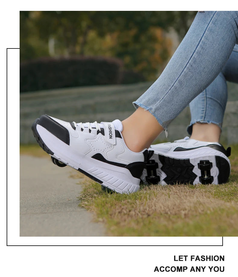 Kids Roller Skate Shoes Fashion Casual Sports Children 4-Wheels Sneakers for Boys and Girls Gift Nice Footwear kids_shoes