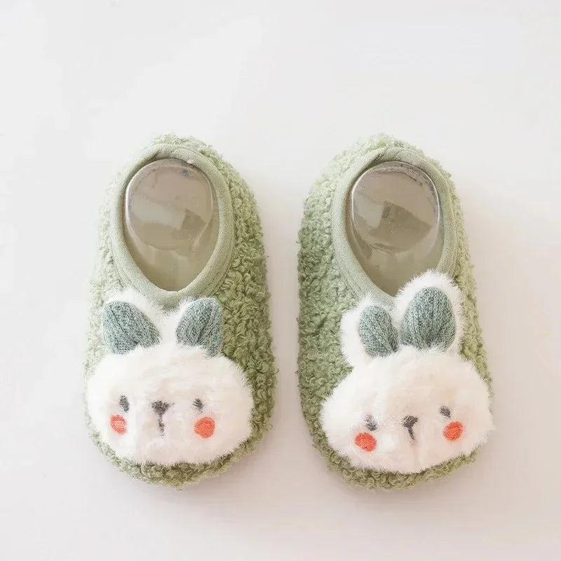 Cartoon Rabbit Baby Floor Socks Kids Plush Slippers Toddler Warm Shoes Children Soft Non-slip Prewalkers Indoor Home Slippers kids_shoes