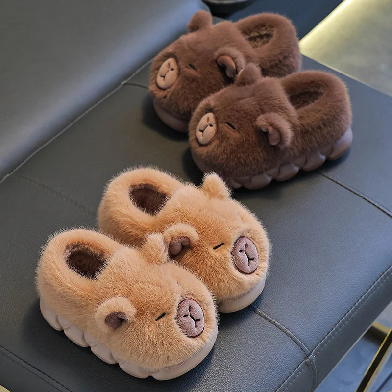 Capybara Children's Winter Cotton Slippers New Boys Girls Cartoon House Slippers Non Slip Comfortable Soft Sole Plush Slippers kids_shoes