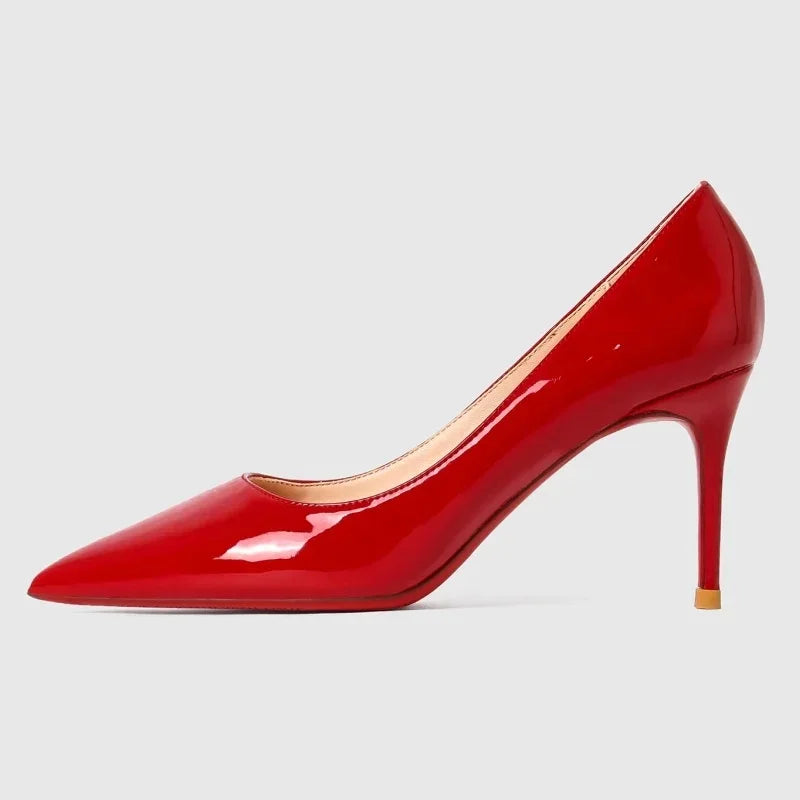 Heels For women 2025 Trend Leather Luxury Red Bottom High Heels 12cm Pointed Toe Stiletto Pumps Elegant Sexy Party Wedding Shoes heels_stiletto