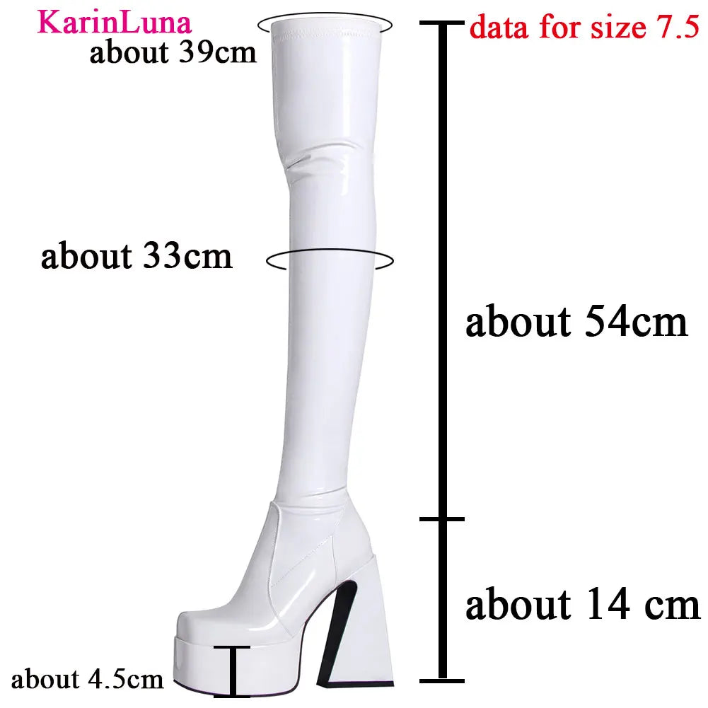 Platform Over The Knee High Boots 2022 Brand Design Zipper White Black Fashion Motorcycle Boots Sexy Party Walking Comfy Shoes boots_platform