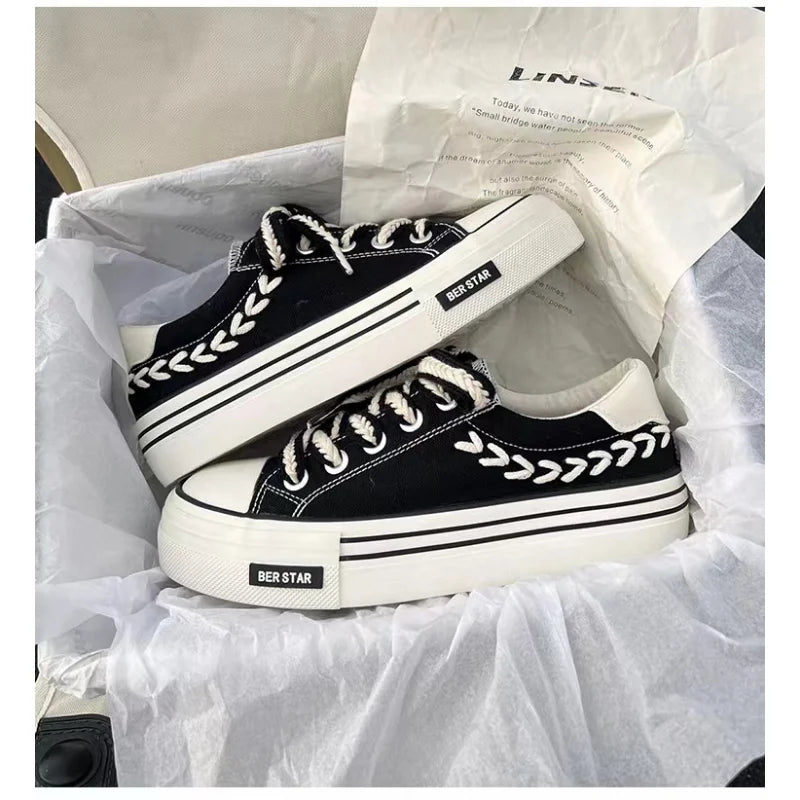2023 New Spring Platform Vulcanized Shoes Fashion Women Canvas Shoe Casual Flat Sneakers Female Comfort Sneaker Zapatos Mujer sneakers_platform