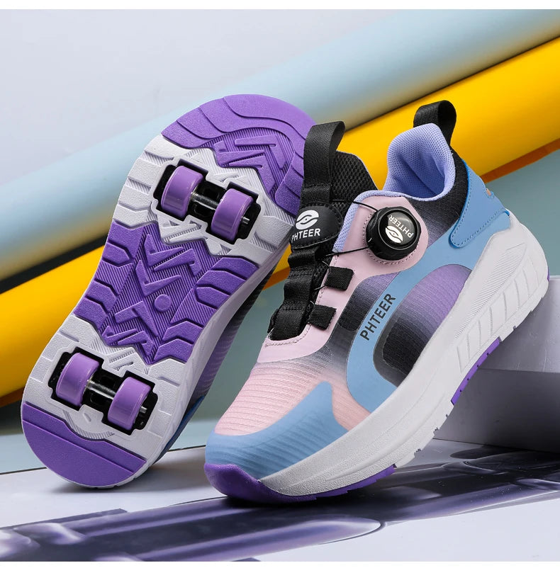 Fashion 4-wheel roller skates sneakers for students children outdoor wheel shoes Multifunctional sports shoes kids_shoes