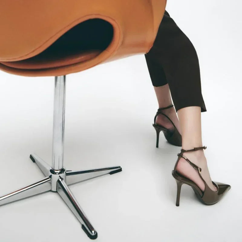 Sexy Pointed Toe Ankle Straps Buckle Women Pumps Patent Leather Slingbacks High Heels Elegant Party Shoe Stiletto Heeled Sandals heels_stiletto