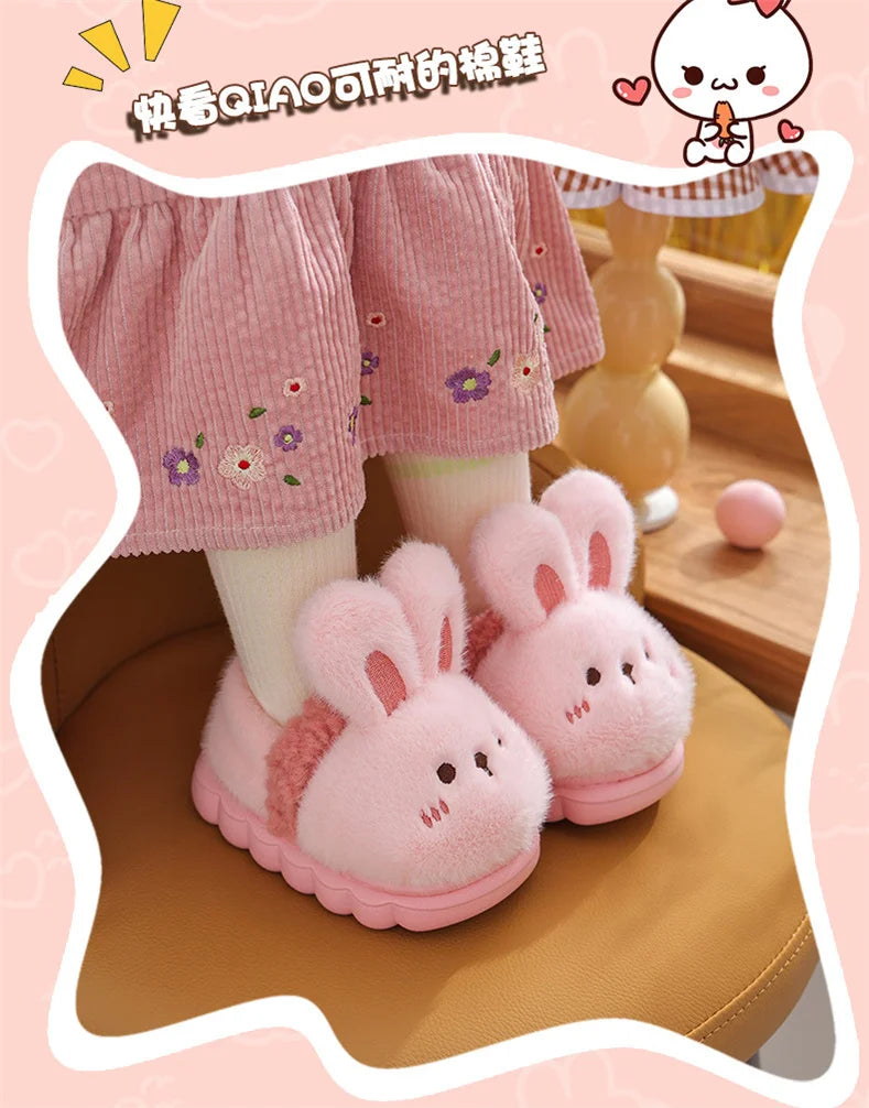 New Children's Cartoon Animals Wrap Plush Slippers Soft Sole Non-slip Winter Warm Baby Boys Girls Indoor Home Cotton Shoes kids_shoes
