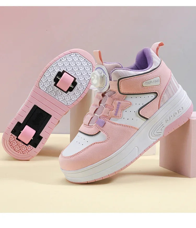 Children's Roller Skates Student Quad-Wheel Skates Women's Double-Wheel Deforming Boys' Inline Skates Cross-Border Supply Shoes kids_shoes
