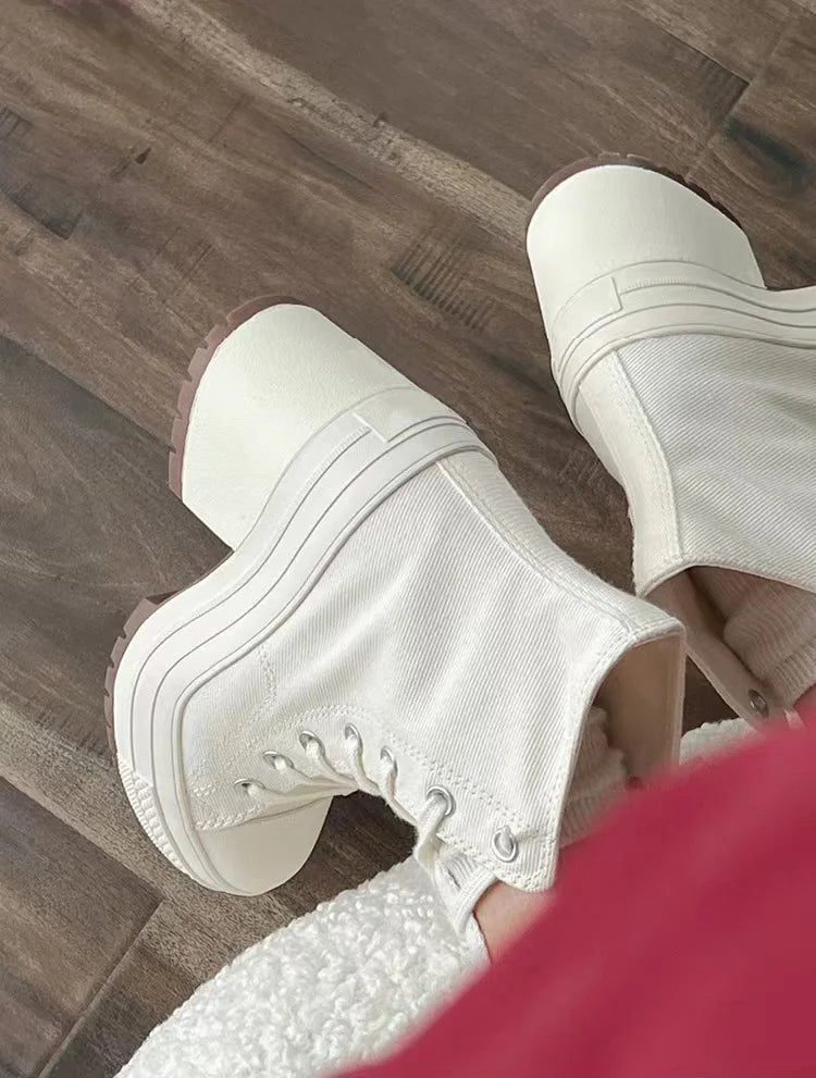 Women Platform Sneakers Canvas Shoes Personalized Luxry Heels Skateboard Lace Up Casual Fashion Outdoor Sneakers sneakers_platform