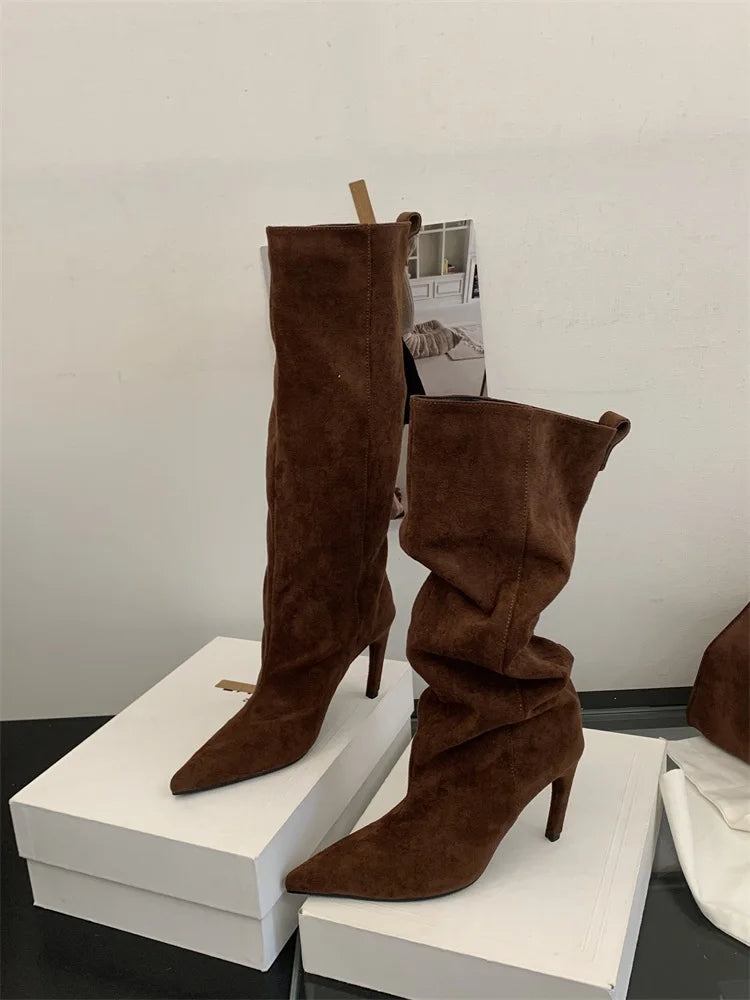 Eilyken Street Style Winter Pointed Toe Women Knee-High Boots Sexy Thin Thin Heels Female Shoes Punk Vintage Long Booties boots_highheel