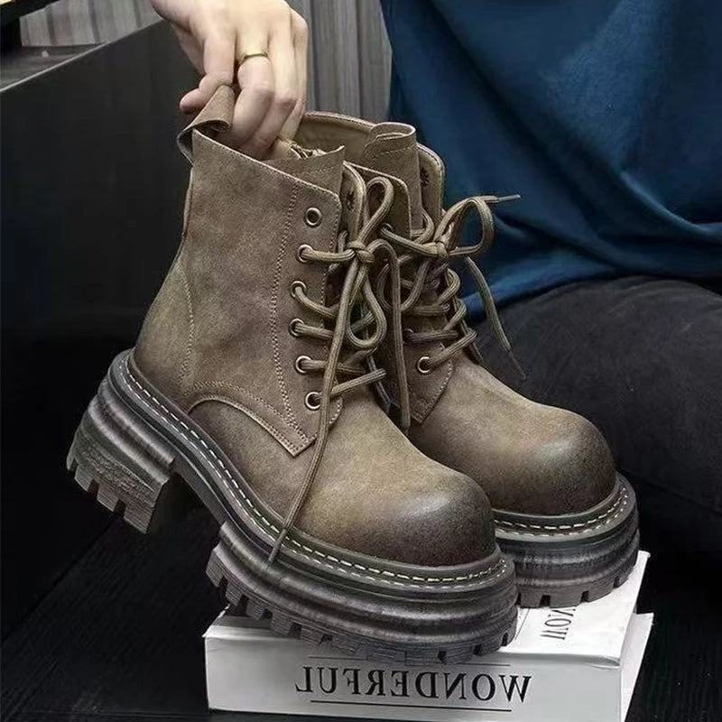 Platform Women's Ankle Boots Flats Designer Shoes Winter 2025 Fad Chelsea Boots New Walking Goth Leather Motorcycle Mujer Botas boots_platform